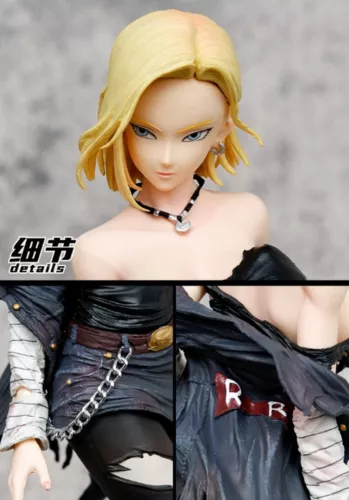 11" Anime D.B Android 18 PVC Figure Statue Collection Toys 2 Heads w/box Gift - Picture 7 of 23