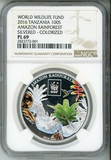 2016 100S  WWF TANZANIA - AMAZON RAINFOREST- COLORIZED - PLATED -  NGC PL 69