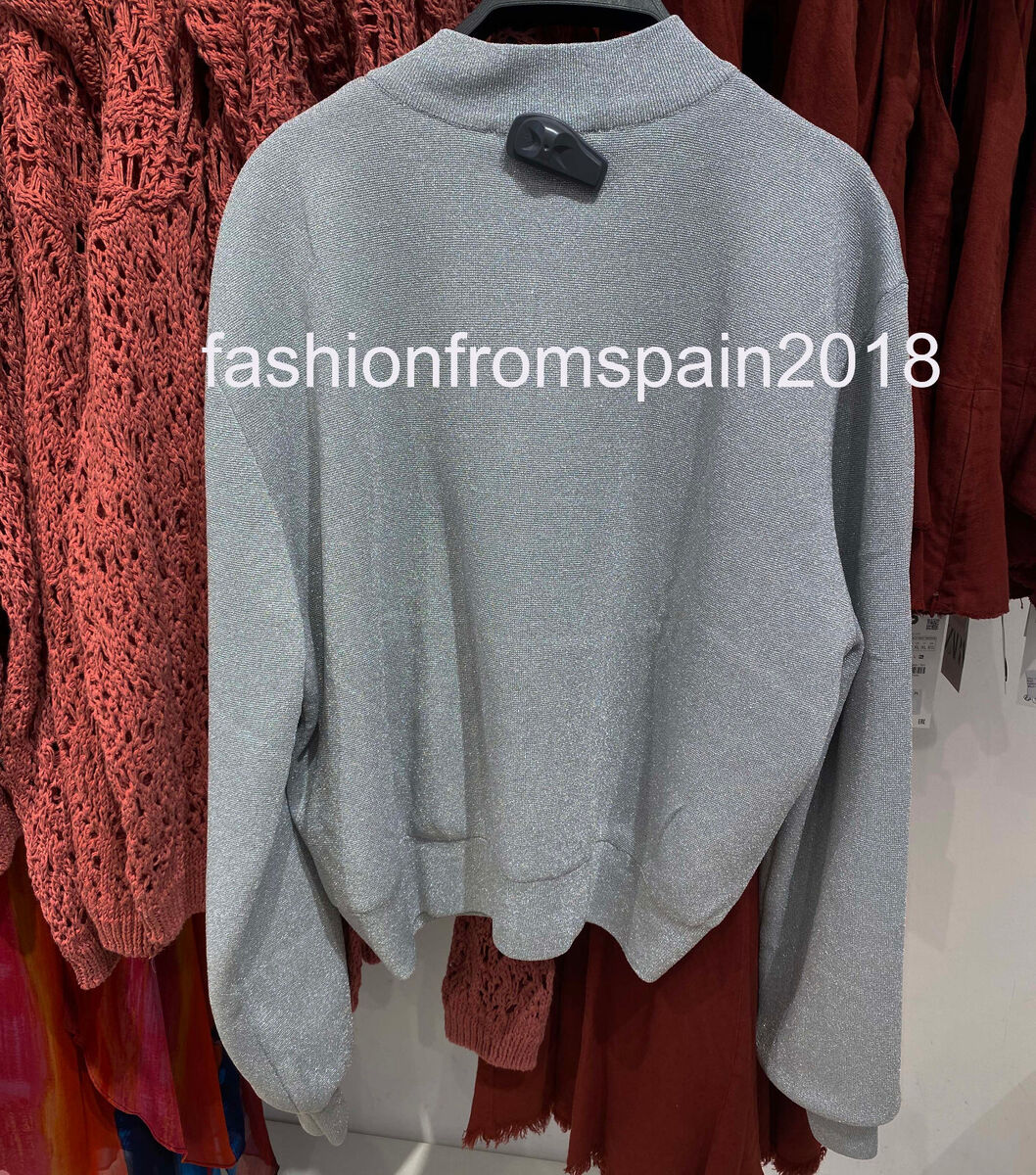 ZARA NEW WOMAN KNIT BOMBER CARDIGAN WITH METALLIC THREAD ZARA NEW WOMAN KNIT BOMBER CARDIGAN WITH METALLIC THREAD
