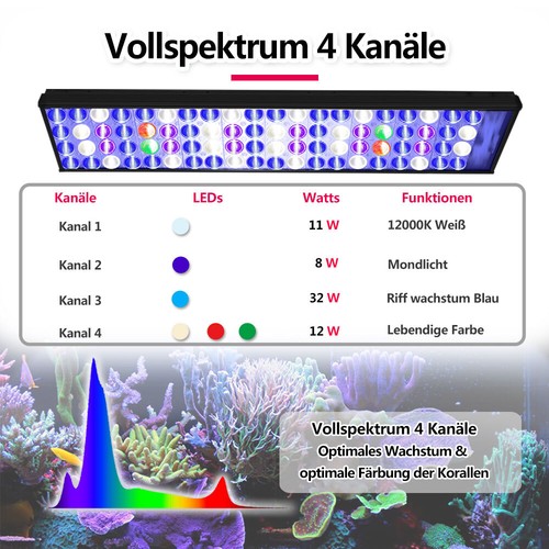 PopBloom Illuminazione Led Acquario Acqua di Mare Led per 24"" 48"" Reef Coral Aquarium - Foto 6 di 14