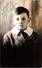 RPPC Young Boy unreadable name 1919 Age 5 1/2 years  Real Photo Postcard