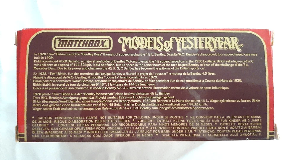 Matchbox Models of Yesteryear Y2-C (1930) 4.5 lt Supercharged Bentley 1:43 - Immagine 3 di 4