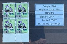 Congo Belge 1964 534 variété surcharge renversée ★★ sans ch. schizoglossum +50€