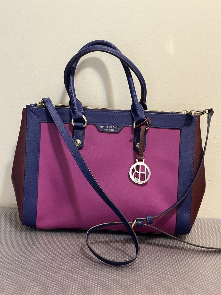 Henri Bendel Leather Exterior Large Bags & Handbags for Women for  Henri Bendel Noho Laced Gusset Convertible Blue Hobo Bag Leather GUC 10.5X12X5 main image 0