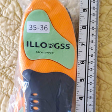 ILLORGSS Arch Support Shoe Insoles Inserts Plastic EU 35-36 Black/Orange Pair