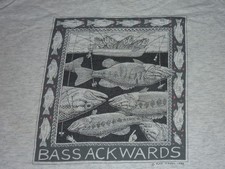 Vintage 80s Ray Troll Bass Ackwards Mens Fishing 1988 Lee Made in USA T-Shirt L