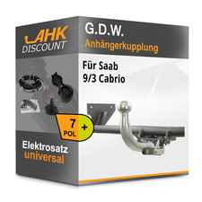 Für Saab 9/3 Cabrio 98-03 G.D.W. Anhängerkupplung abnehmbar + 7polig E-Satz NEU