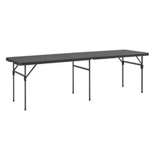8ft Folding Plastic Table Black Heavy Duty Indoor/Outdoor UV & Scratch Resistant