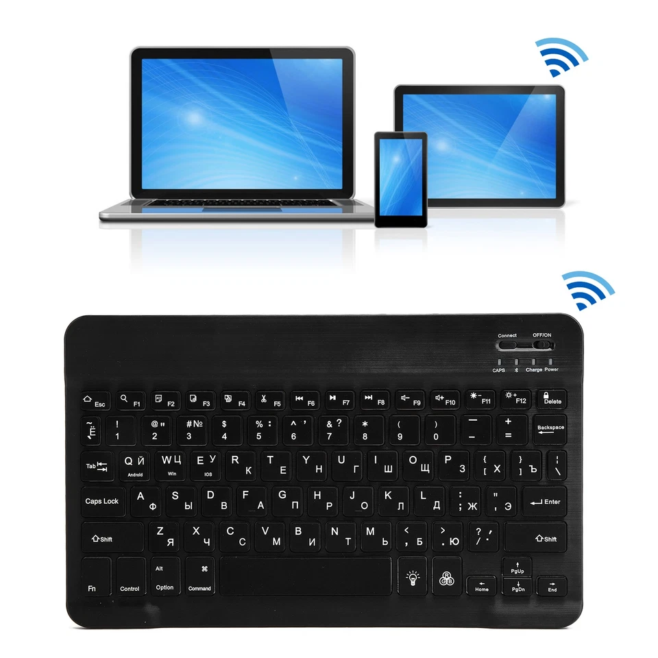 Black Russian Wireless Keyboard 10in With RGB Backlight Square Key - Image 3 of 4