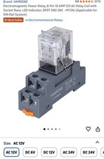 Electromagnetic Power Relay, 8-Pin 10 AMP 12V DC Relay Coil with Socket Base 2 