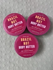 3 Tubs Of Trader Joe's Brazil Nut Body Butter 8oz Each Limited Edition