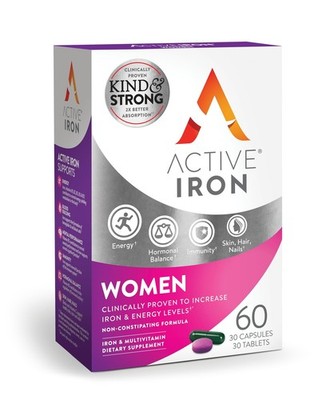 ACTIVE IRON Supplement 25mg + Multivitamin for Women 30 Capsules & 30 Tablets