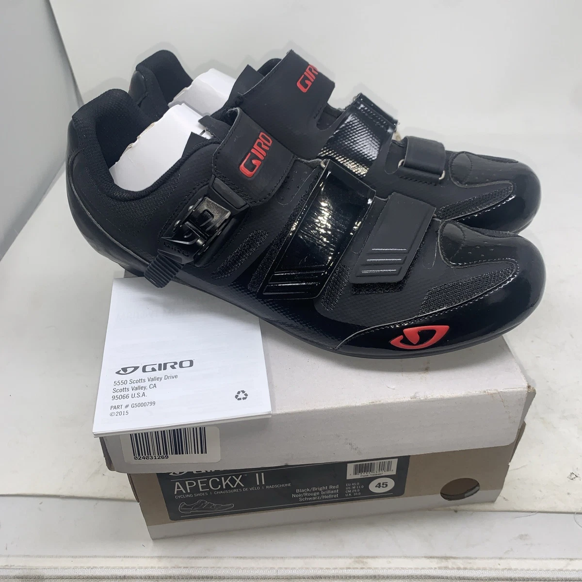 Giro Apeckx II Men’s 9.5 Red Black Road Cycling Shoes WHI_D4.jpg main image 2