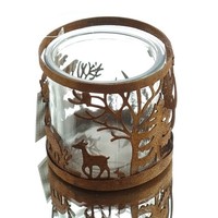 Scheulen Windlicht Winterlandschaft Angerostet Ø 8,5 Cm - Metall & Glas