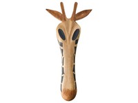 Wanddekoration Mangoholz Hellbraun Handgefertigt Tierkopf Giraffe Ekpoma