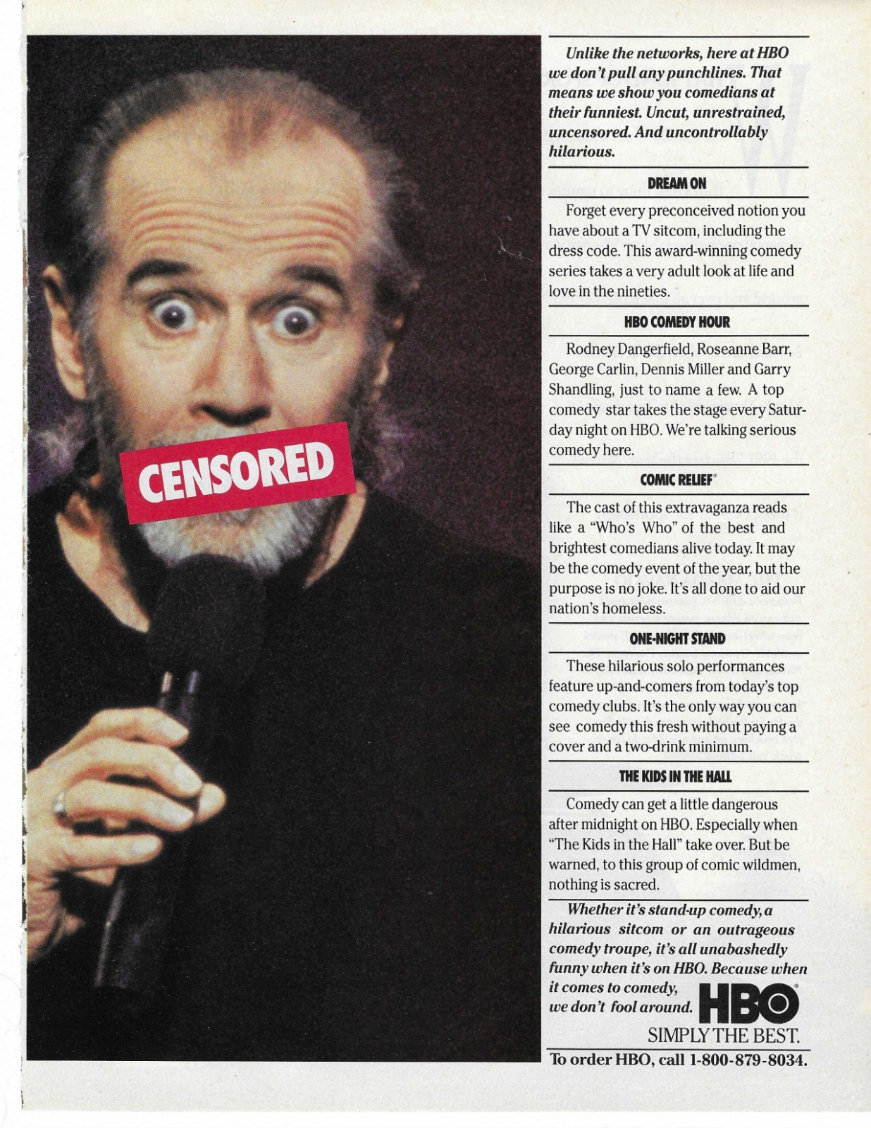 George Carlin  Censored   Hbo   Original Print Ad
