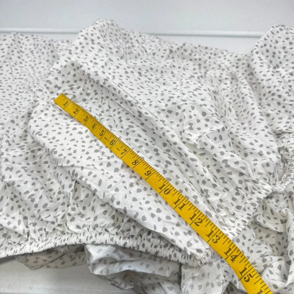 Sábana bajera doble lino lane 100% algodón orgánico gris lunares tonos neutros Foto 2 de 4