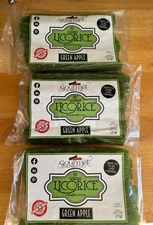 3  Bags Gourmet Licorice Twists Candy Green  Apple