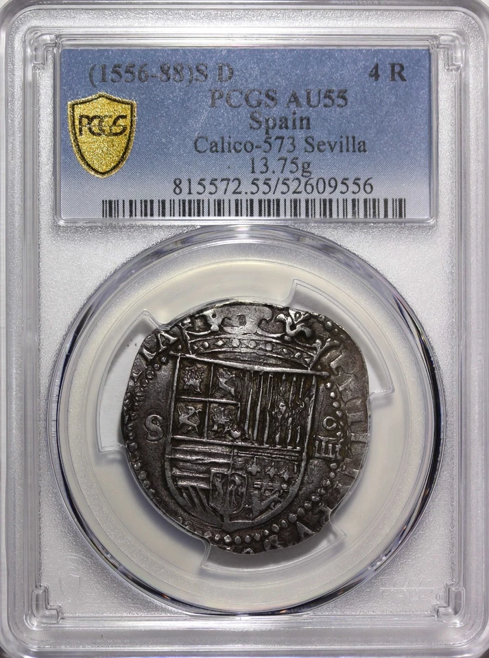 SPAIN Philip II(1556-1588) SD Silver 4 Reales Seville PCGS AU55 TOP GRADED C-573 - Image 2 of 4