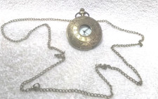 Gold Engraved See Through Pendant Watch White Dial New Battery Working Great