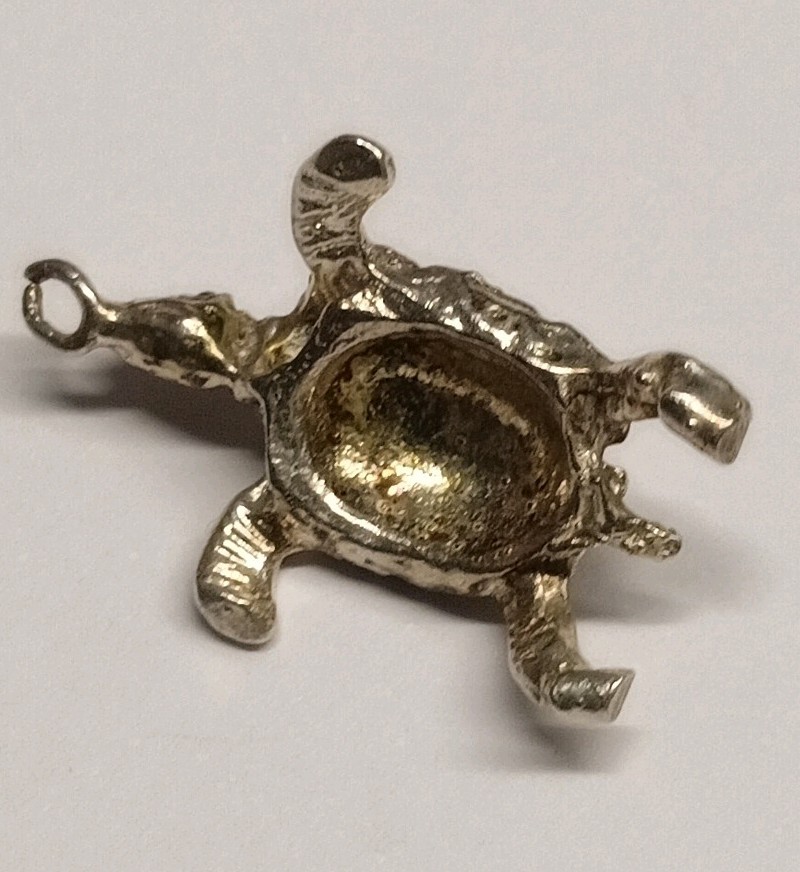 Vintage 925 Sterling Solid Silver Turtle Charm - image 4