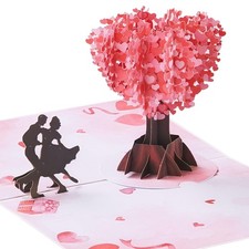 Valentine 3D Love Hearts Tree Greeting Card, Valentines Day Greeting Pop Up Card