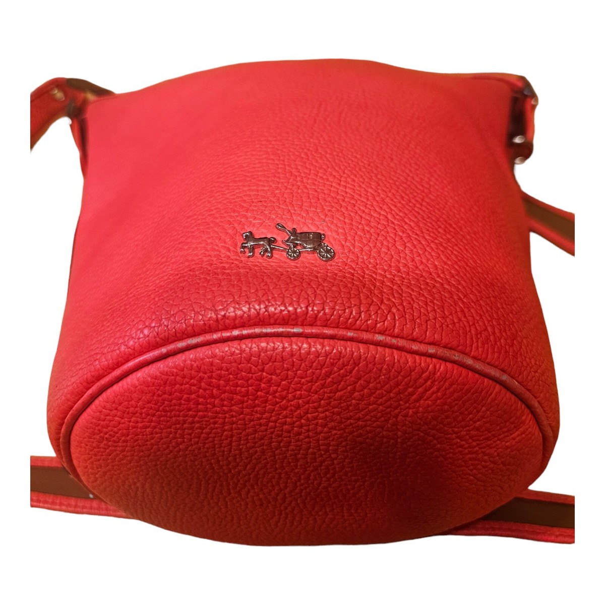 COACH NEON PINK MINI DUFFLE, POLISHED PEBBLED LEATHER, 34527