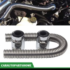 36" Radiator Hose Upper / Lower & Flexible Stainless Steel w/ Chrome Caps Kit