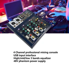 Professional 4CH Audio Mini Mixing Console USB BT Audio Mixer DJ Bar Party Stage