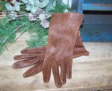 Vintage Women's Brown Leather Gloves Size XS