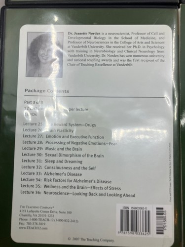 Great Courses - Understanding the Brain Parts 1-3 (DVD, 2007) The Teaching Co. - Picture 8 of 9