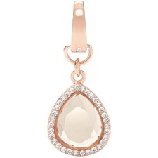 NEW FOSSIL ROSE GOLD TONE,PEAR SHAPE CRYSTAL DROP CHARM PENDANT-JF00953791