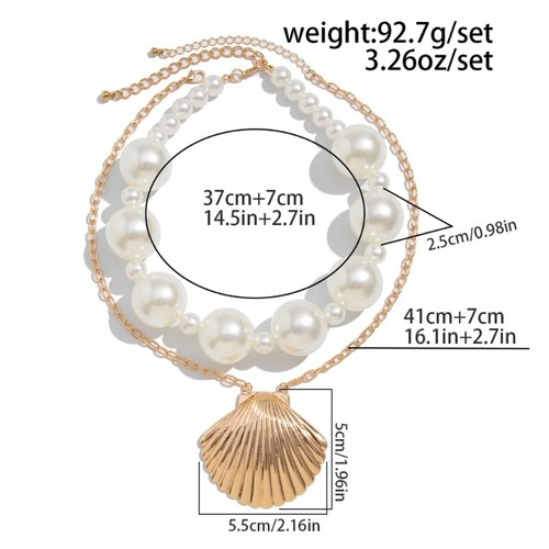 2Pcs Classical Baroque Pearls Necklace Ideal For Parties And Special Occasions - Picture 8 of 10