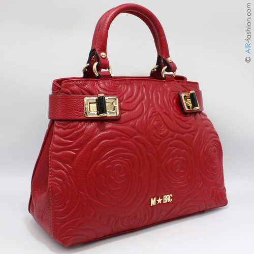 M*BRC M.Braccialini Made in Italy borsa piccola Tote pelle rossa rose a rilievo - Foto 5 di 7