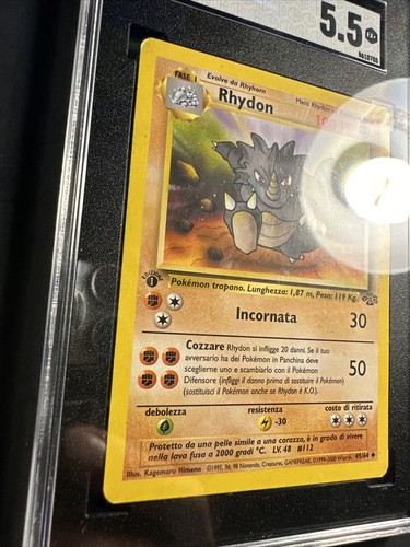 1999 Pokémon Jungle Set First Edition Rhydon 45 /64 Italian Print SGC 5.5 EX - Picture 3 of 9
