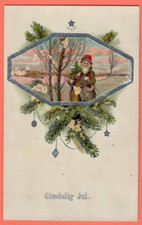 Denmark CHRISTMAS SANTA CLAUS BROWN SUIT ROBE VINTAGE EMBOSSED PC. 32