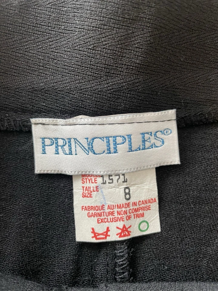 Principles Black Front Button Flowy Skirt Poly/Rayon/Linen Skirt Sz 8 - Image 4 of 4