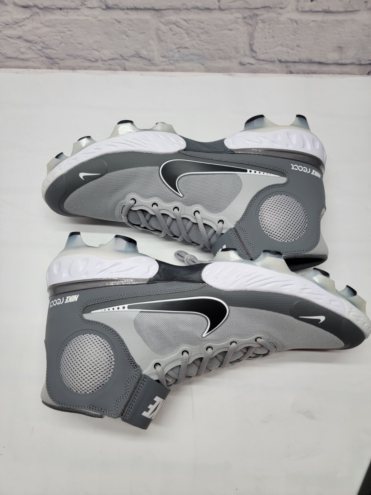Nike React Baseball Cleats Alpha Huarache 3 Gray High Top CZ4455-005 Size 14  thumbnail 8