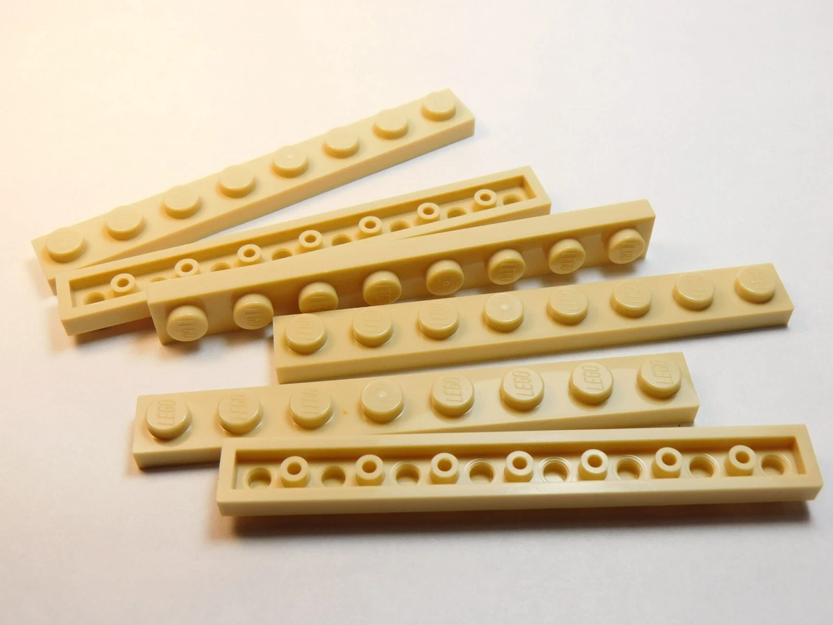 LEGO Lot of 6 Tan 1x8 Plates A7
