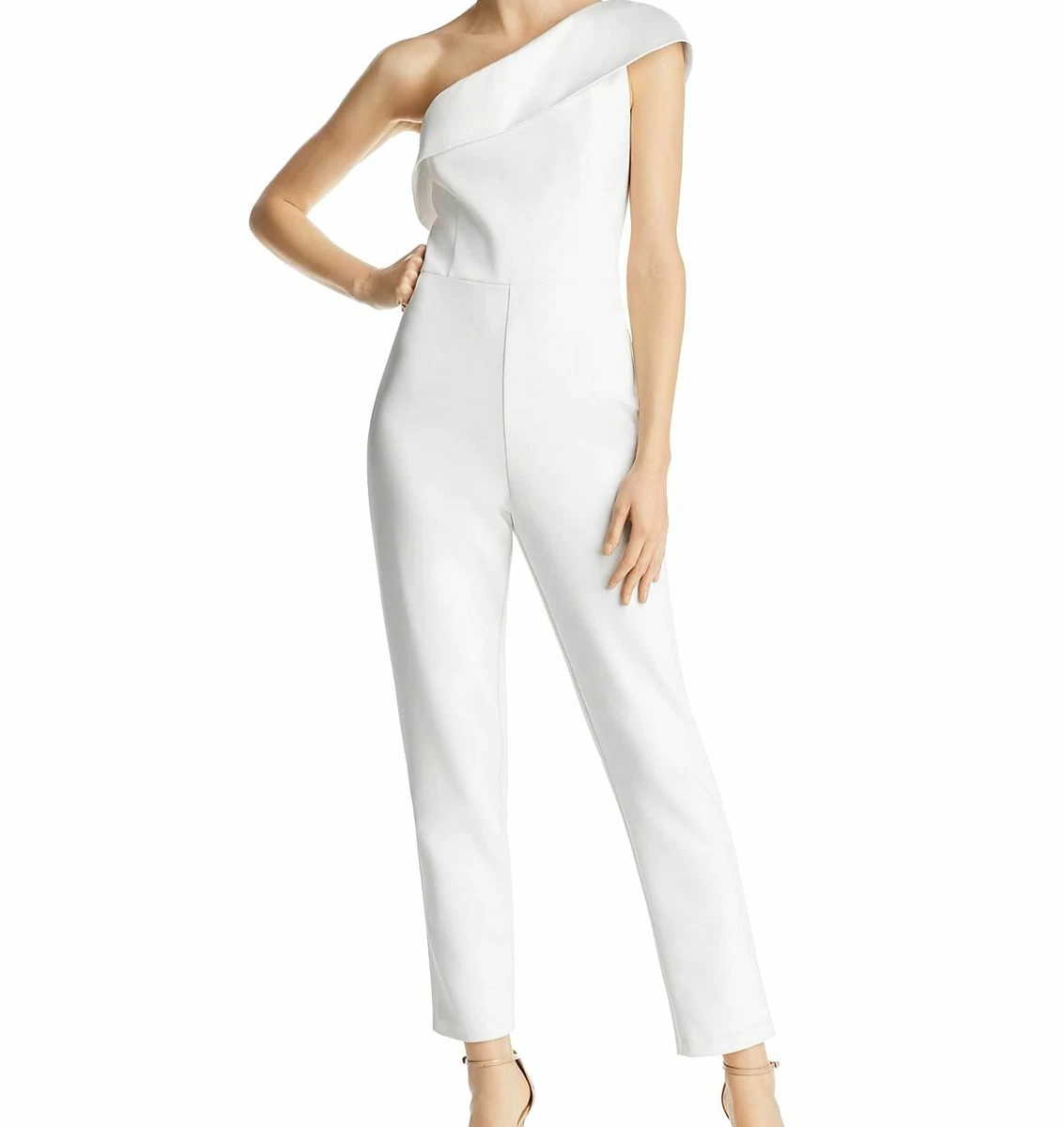 White slim store leg jumpsuit