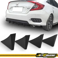 Universal 4PCS Shark Fins For Rear Bumper Lip Diffuser Unpainted ABS