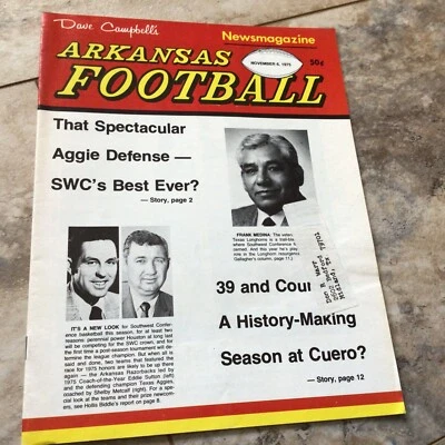 1975 Fall November Spring Dave Campbell's Arkansas Football Magazine SWC Rare - Image 1 of 4