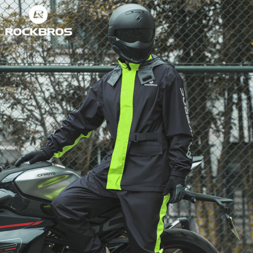 ROCKBROS Raincoat Rain Pants Set Reflective Bicycle Motorcycle Cycling Raincoat - Foto 1 di 19