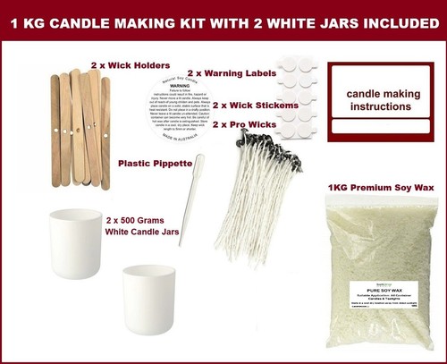 1KG Candle Making Kit - Jars Included - Instructions DIY