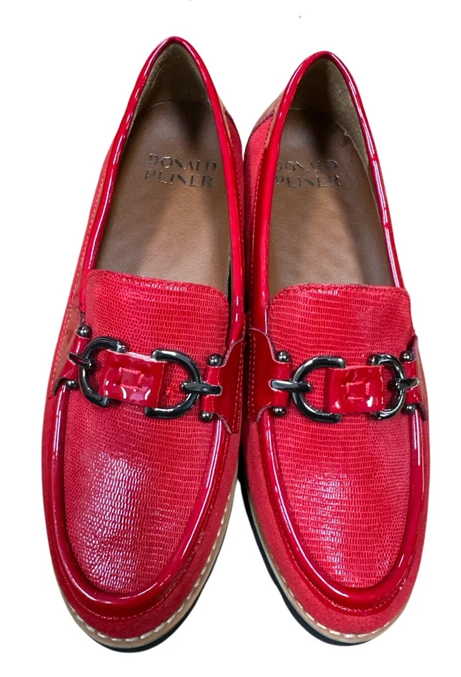 Donald Pliner Clio телячьей кожи и замши ~ размер 6,5 ~ женщин без шнурков мокасины красный - Изображение 3 из 4