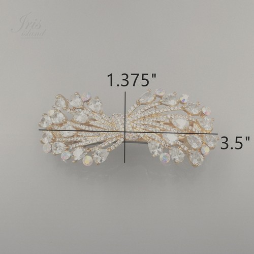 18K GP Bow Clear Rhinestone Crystal CZ Barrette Hair Clip pin Hair Accessories 6 - Picture 4 of 5
