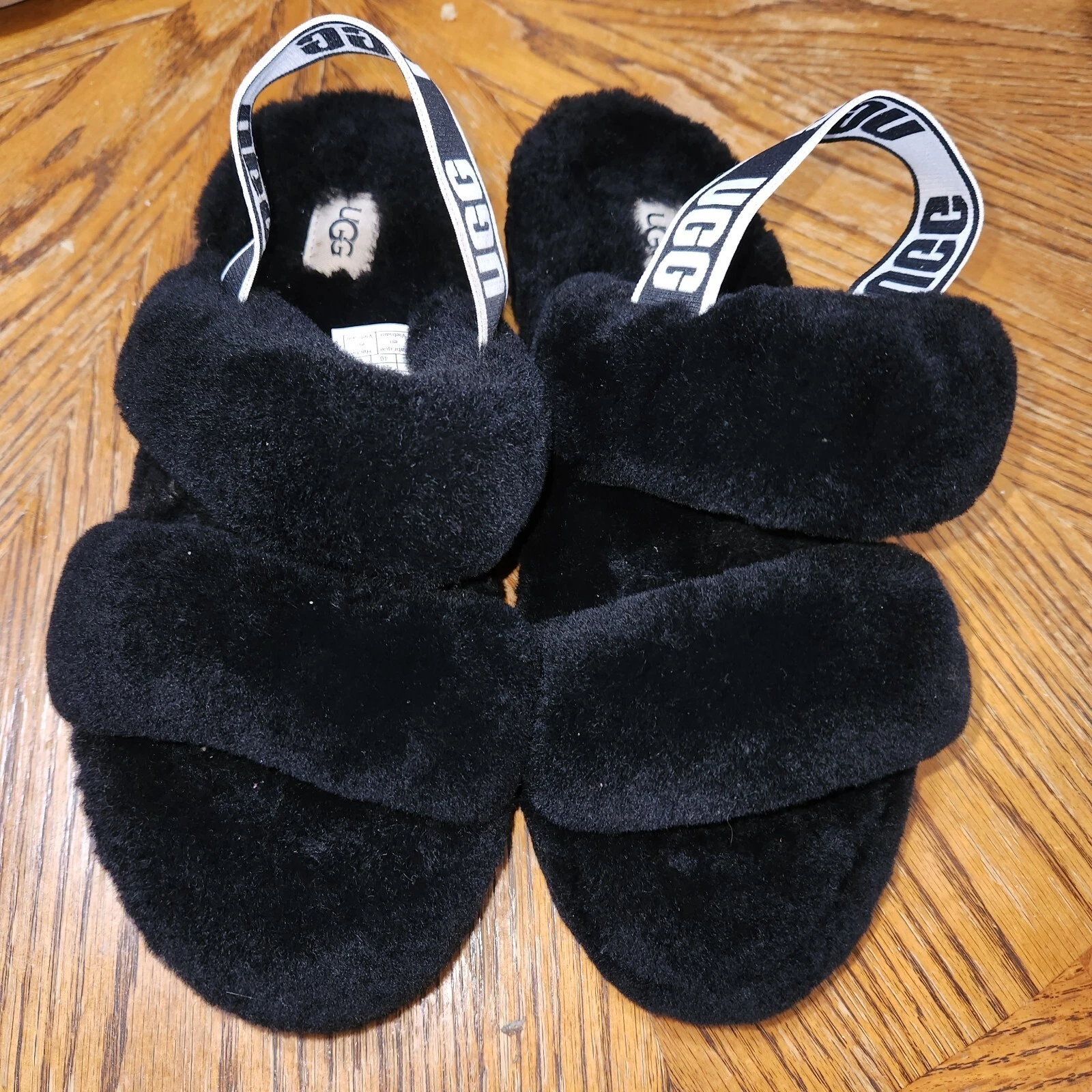 NUOVO: UGG Scarpe Donna Sandali Oh Yeah Peluche Morbido Pantofole: Tutto Nero: 1107953