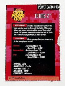 Nintendo Power Super Power Club Card TETRIS 2 #104 NES Red NIN