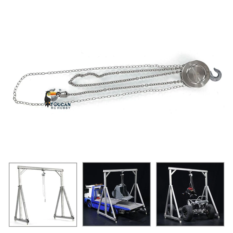 Polipasto de bloque de cadena de metal JDM para grúa de control remoto de 1/10 RC vehículo de ingeniería Foto 3 de 4