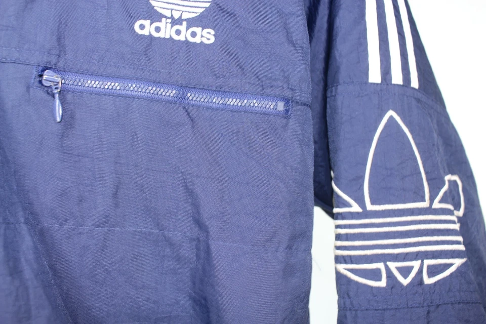 Chaqueta con capucha vintage Adidas con logotipo del trébol tres rayas deletreada para hombre XL Foto 4 de 4